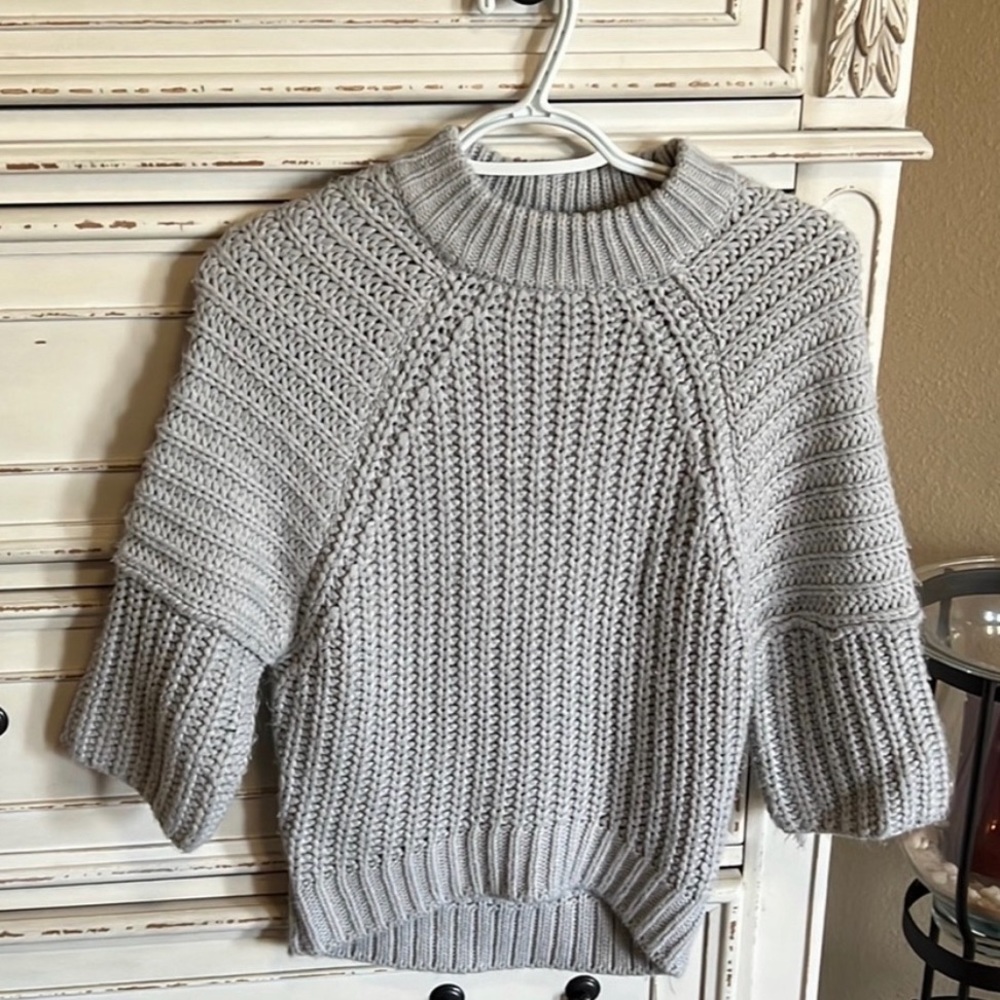 Super soft grey J.O.A. Los Angeles knit cropped sweater